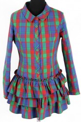 Check-Print-Multi-layer-Peplum-Shirt